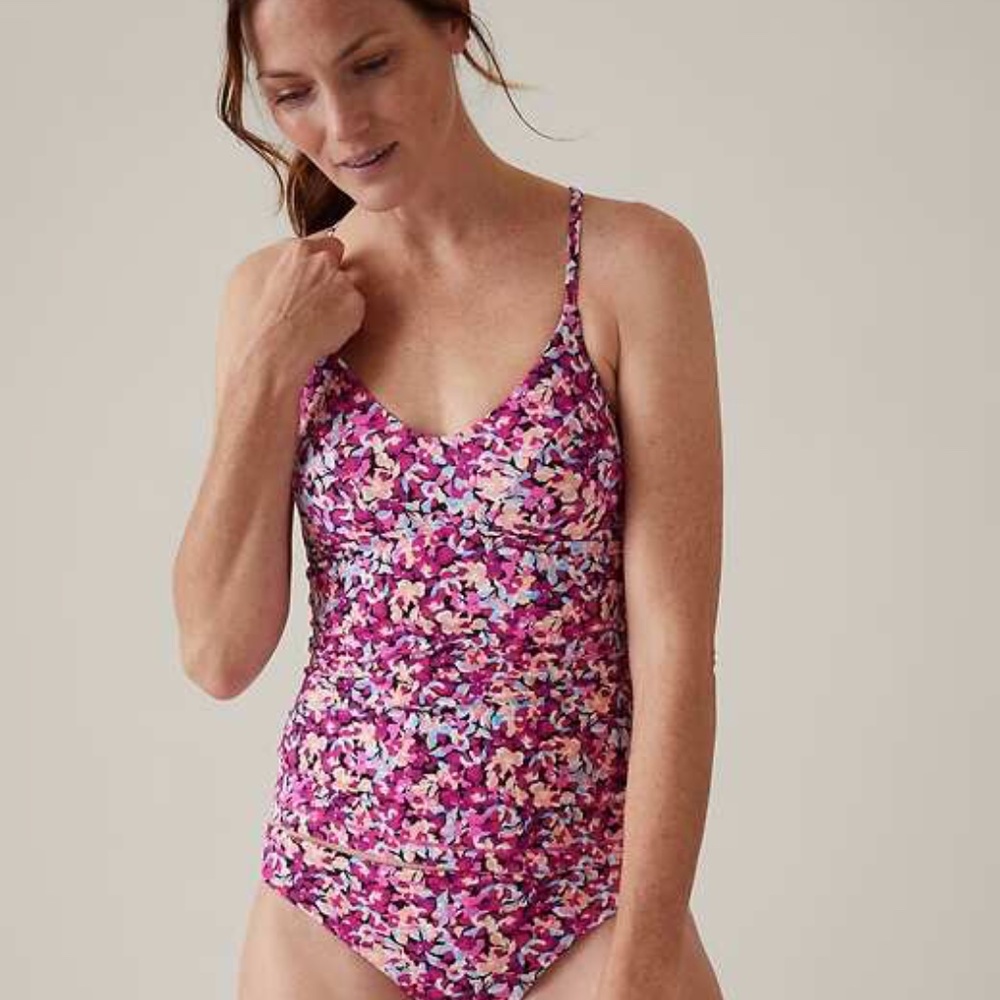 NWT Athleta Triangle Tankini Pink Floral size M